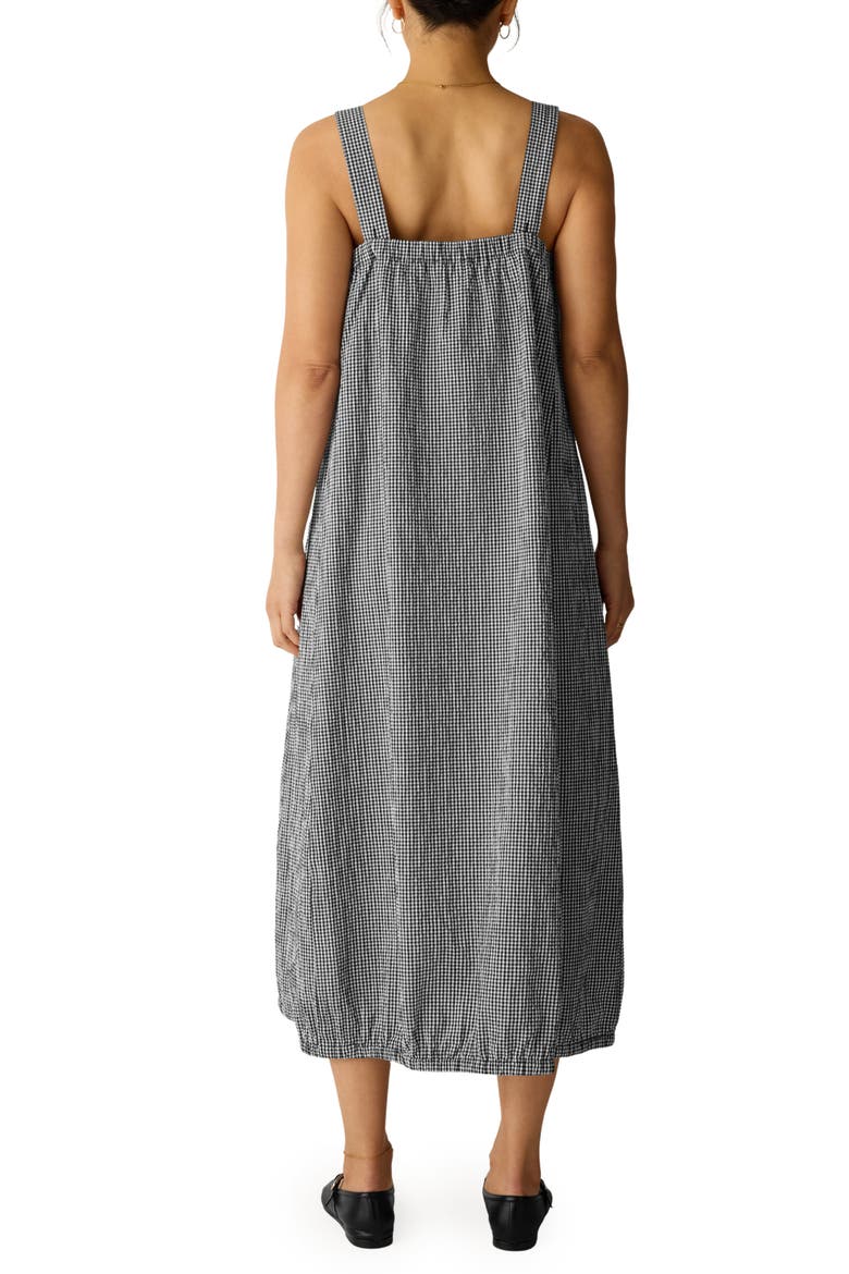 Check Sleeveless Stretch Organic Cotton Lantern Maxi Dress, Alternate, color, BLACK/ WHITE