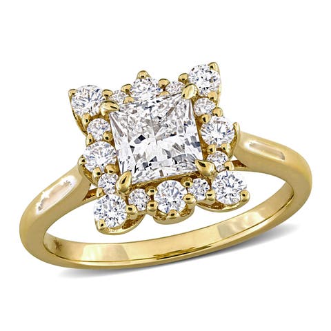 1-1/2 CTW Lab-Grown Diamond Princess Halo Ring 14k