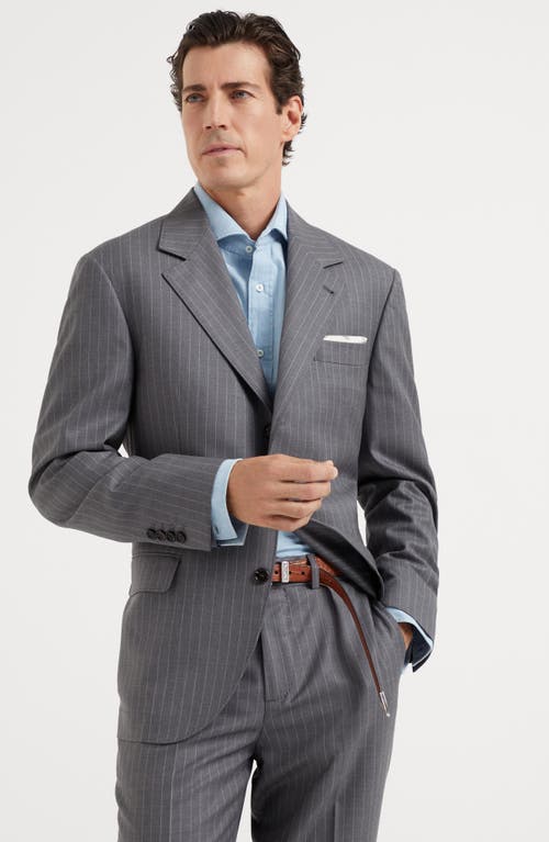 Shop Brunello Cucinelli Twill Blazer In Grey