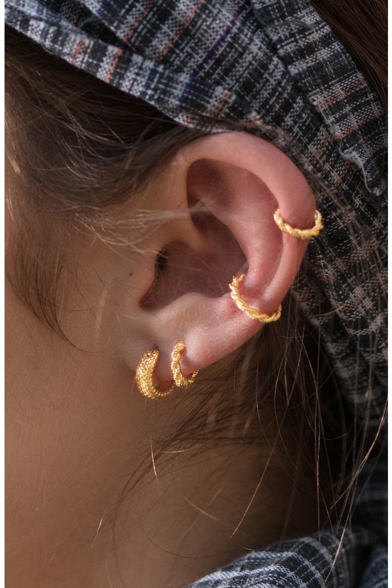 Corda Huggie Hoop Earrings, Alternate, color, GOLD
