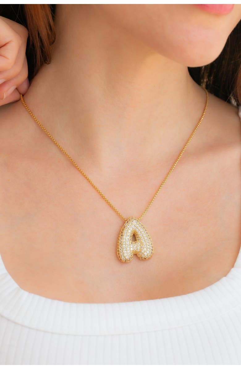 Mint & Lily Pave Bubble Initial Necklace, Alternate, color, Silver / Letter S