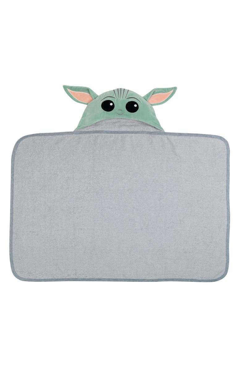 Lambs & Ivy Star Wars The Child/Baby Yoda/Grogu Gray Hooded Baby Bath Towel, Alternate, color, Gray