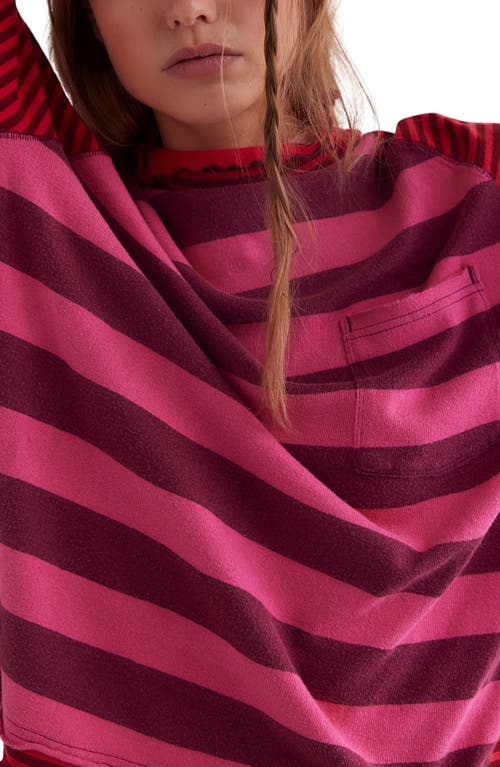 Free People Punk Playful Stripe Long Sleeve T-shirt In Pink