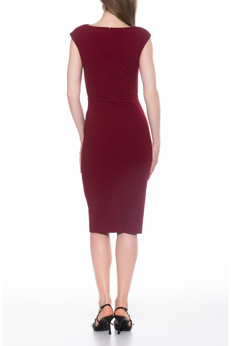 Destiny Cap Sleeve Midi Sheath Dress, Alternate, color, BURGUNDY