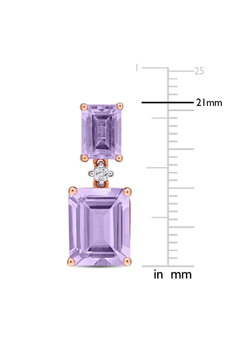 Gemstone & Diamond Drop Earrings 10k, Alternate, color, Rose de France