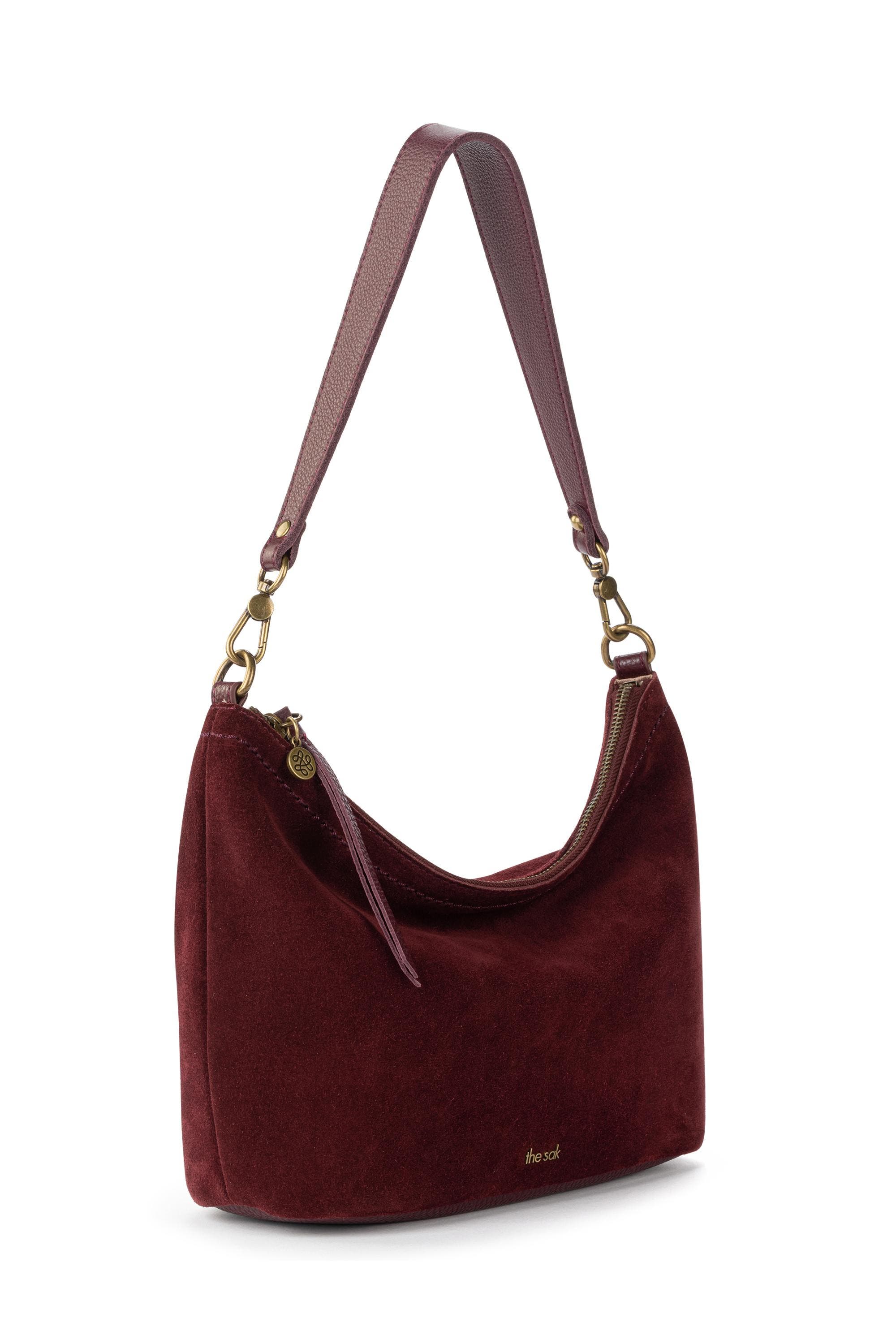 Jasmine Small Hobo, Alternate, color, Black Cherry Suede