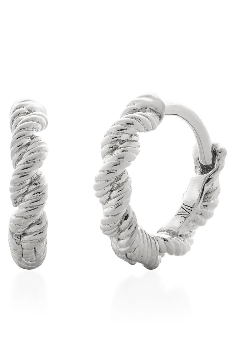 Monica Vinader Corda Huggie Hoop Earrings, Main, color, Sterling Silver