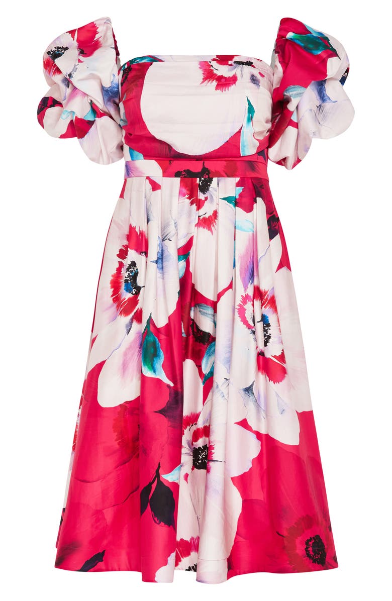 City Chic Helena Floral Print Minidress, Alternate, color, Lady Luck