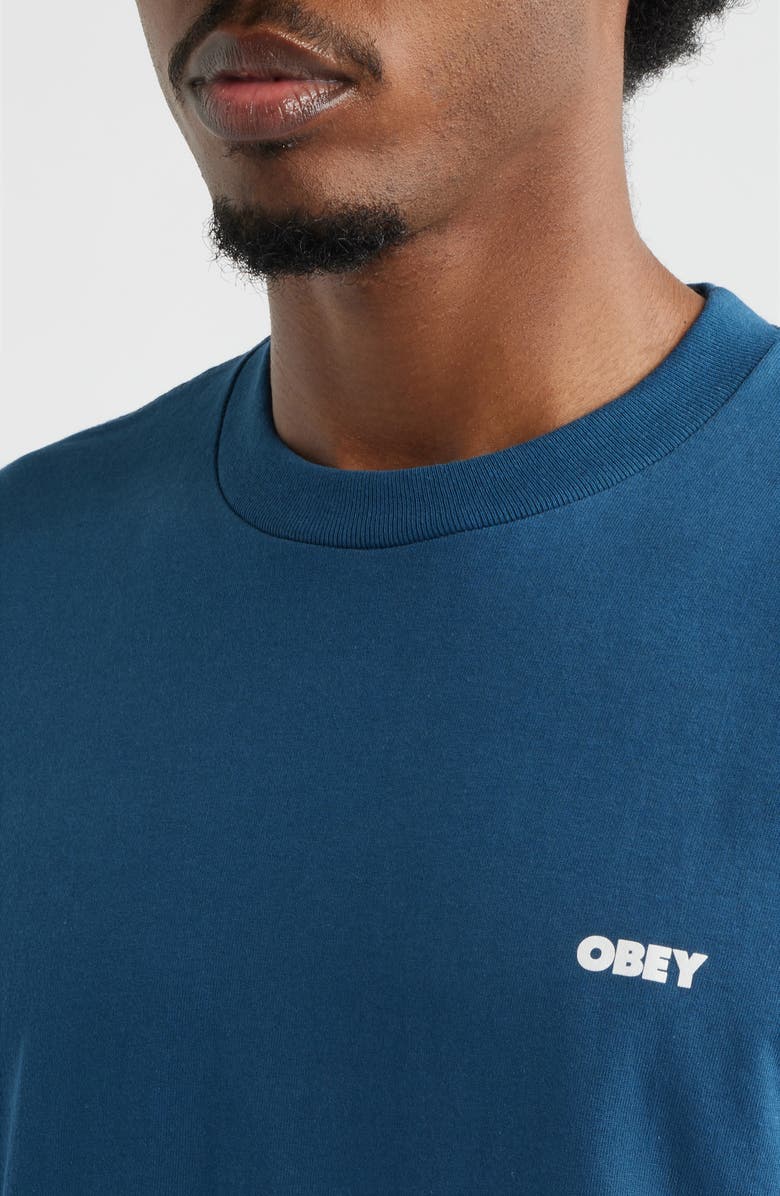 Obey Visual Studios Flower Graphic T-Shirt, Alternate, color, Harbor Blue