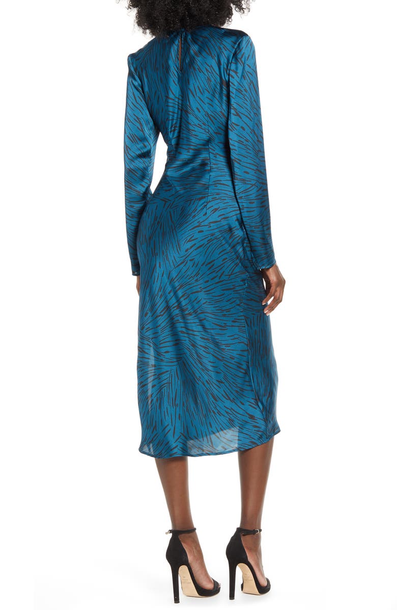 Leith Bias Cut Side Slit Satin Dress, Alternate, color,