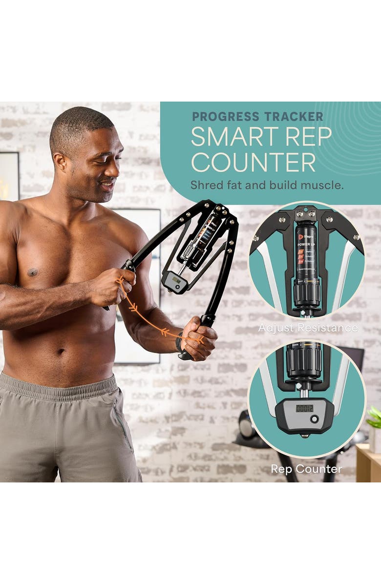 Lifepro Shredforce Chest Expander and Arm Twister Trainer Exerciser Adjustable 22 to 440lb Resistance, Alternate, color, Black