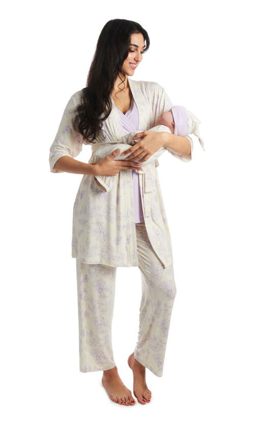 Everly Grey Analise During & After 5-piece Maternity/nursing Sleep Set For Mom & Baby In Gray