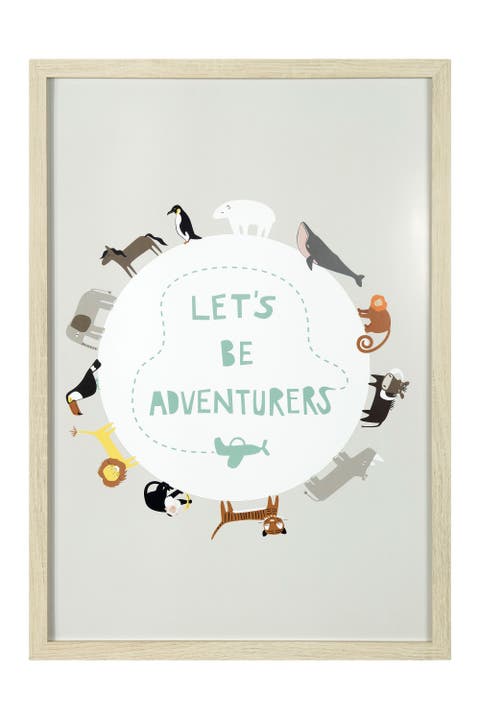 "Let's Be Adventurers" Animal Globe Wall Art in Frame