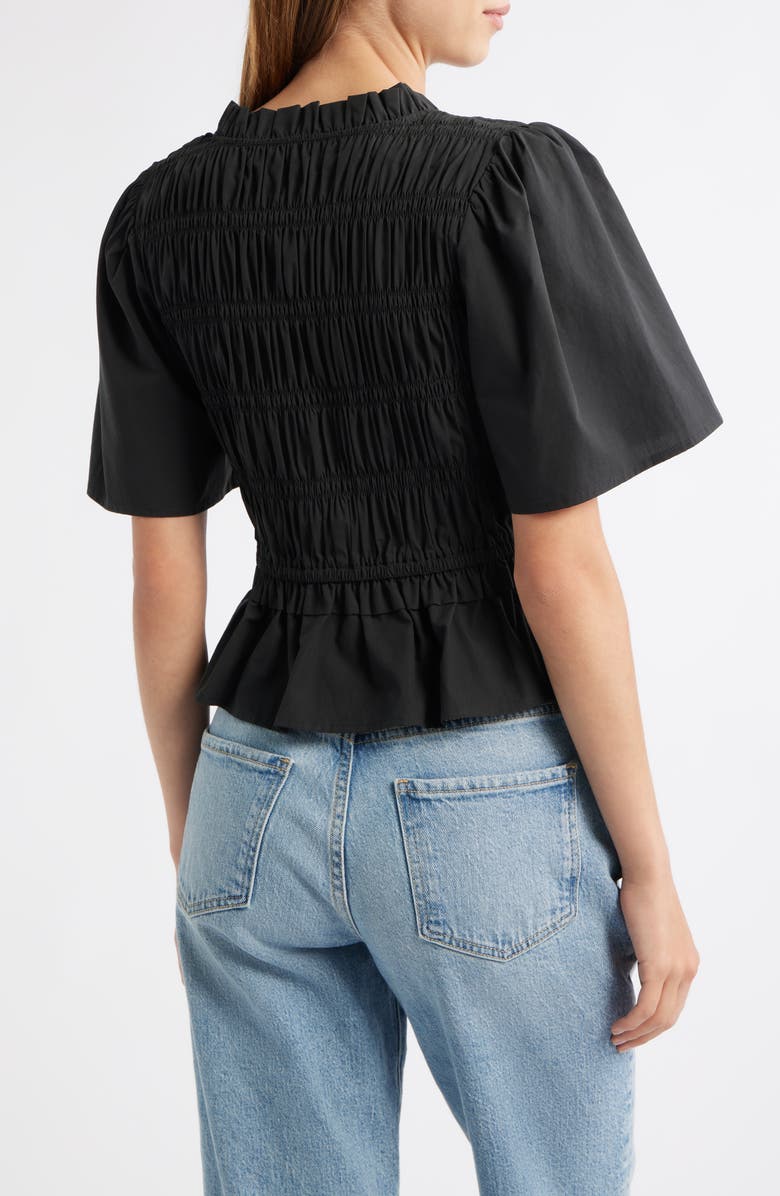 Rails Portia Shirred Cotton Top, Alternate, color, Black