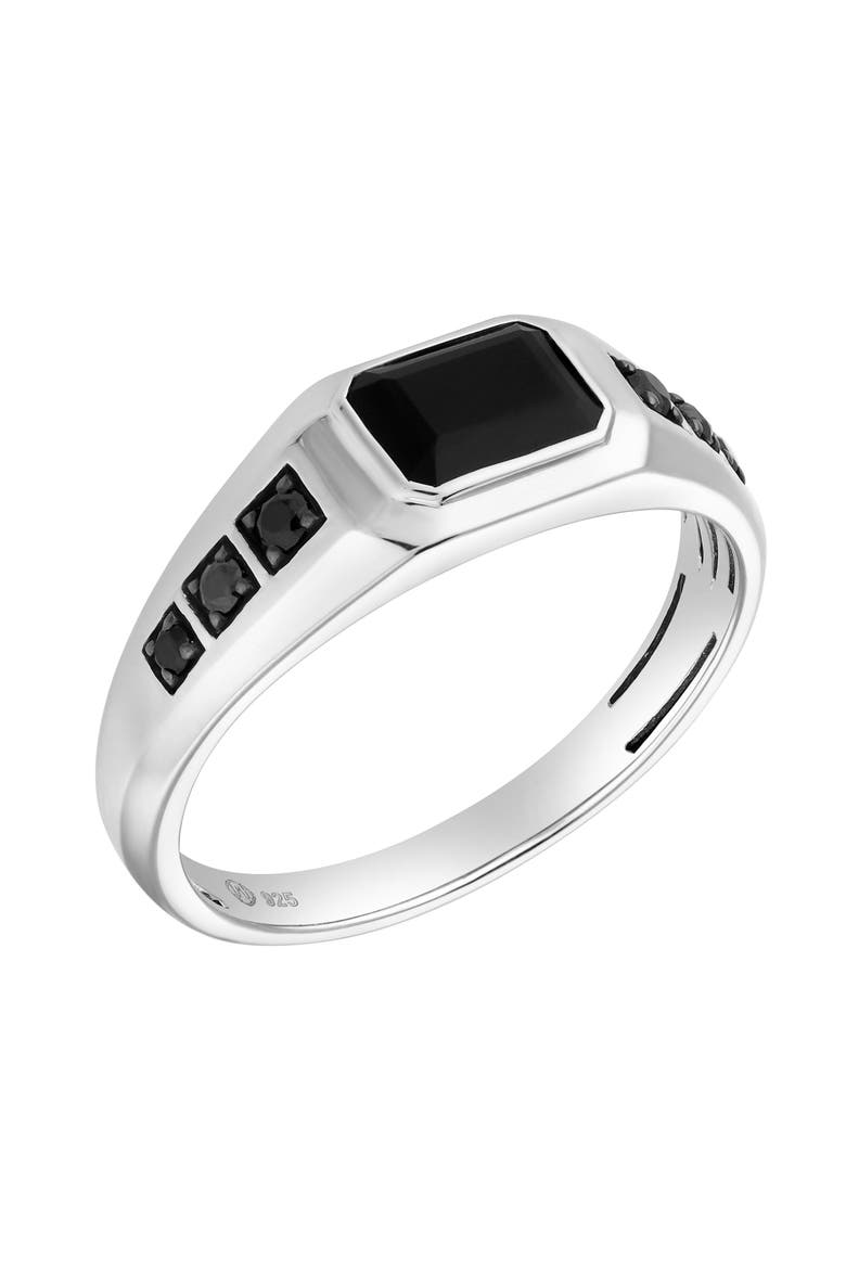 Sumi 1 CT Emerald Cut Black Spinel Ring 925 Silver, Alternate, color, Sterling Silver
