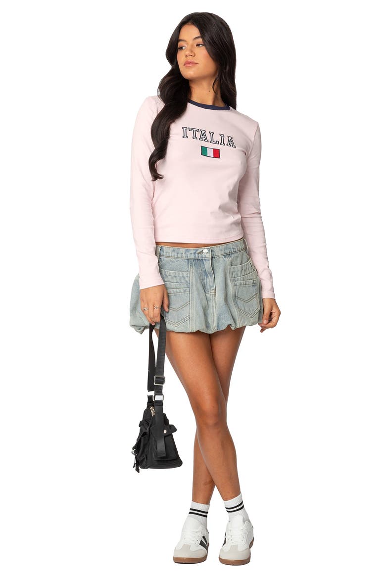 Italy Long Sleeve Crop T-Shirt, Alternate, color, LIGHT-PINK