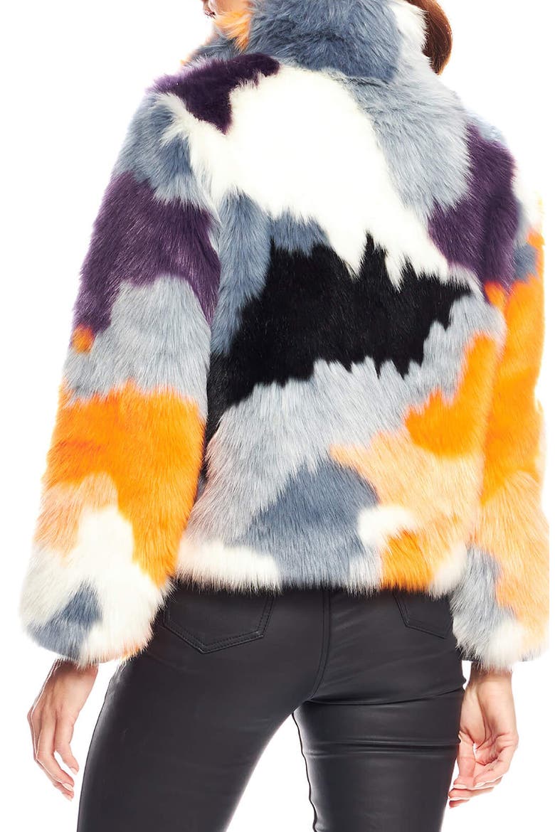 Glow Up Faux Fur Jacket, Alternate, color, MULTI
