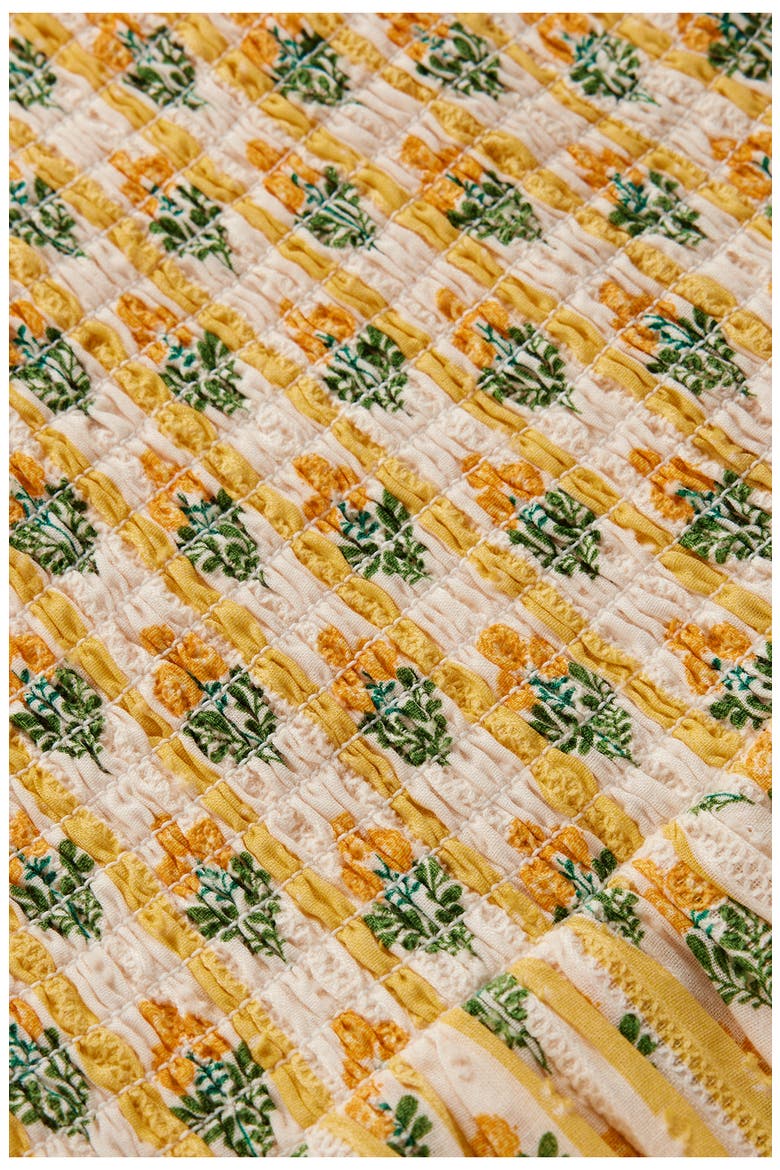 Kids' Floral Print Back Bow Dress, Alternate, color, HONEYCOMB YELLOW FLOWER STEM