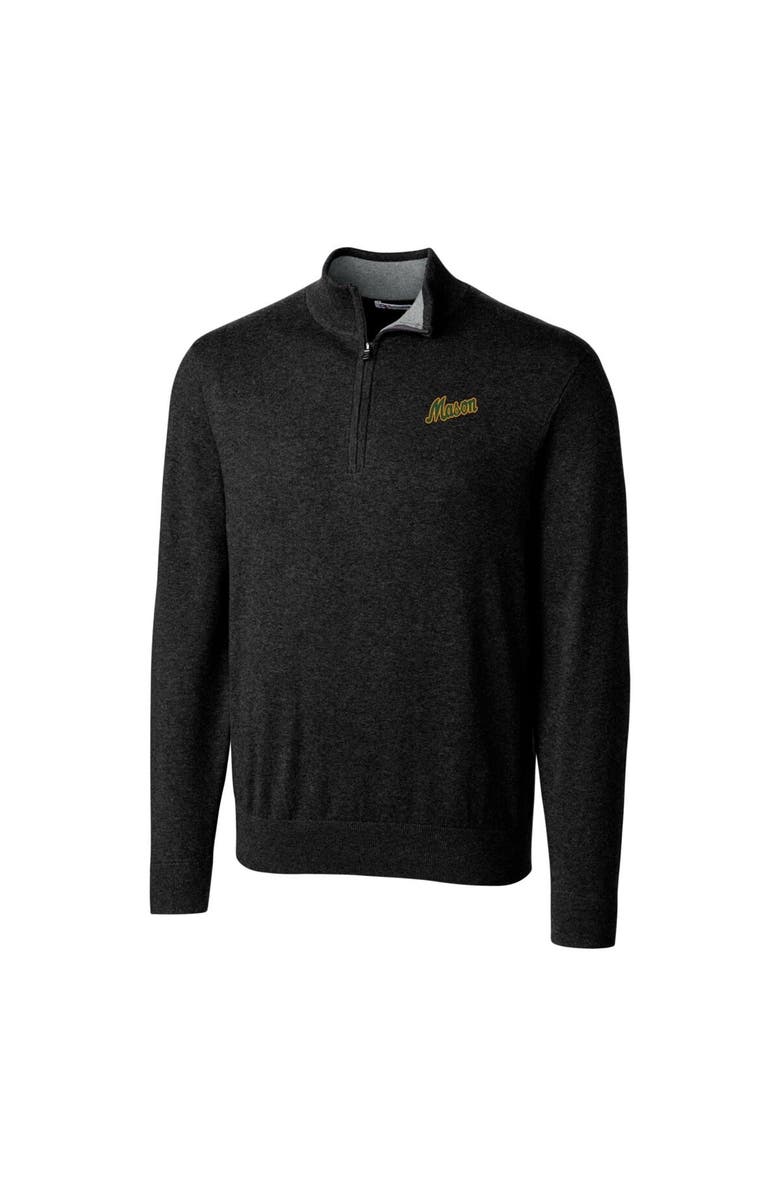 Cutter & Buck Men's Cutter & Buck Black George Mason Patriots Lakemont Tri-Blend Big & Tall Quarter-Zip Pullover Sweater, Alternate, color, 
