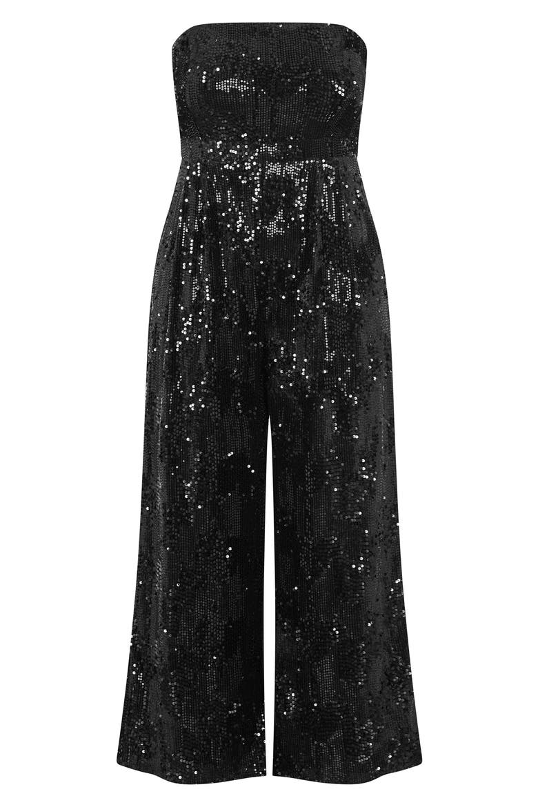 Sequin Sleeveless Wide Leg Jumpsuit, Alternate, color, BLACK