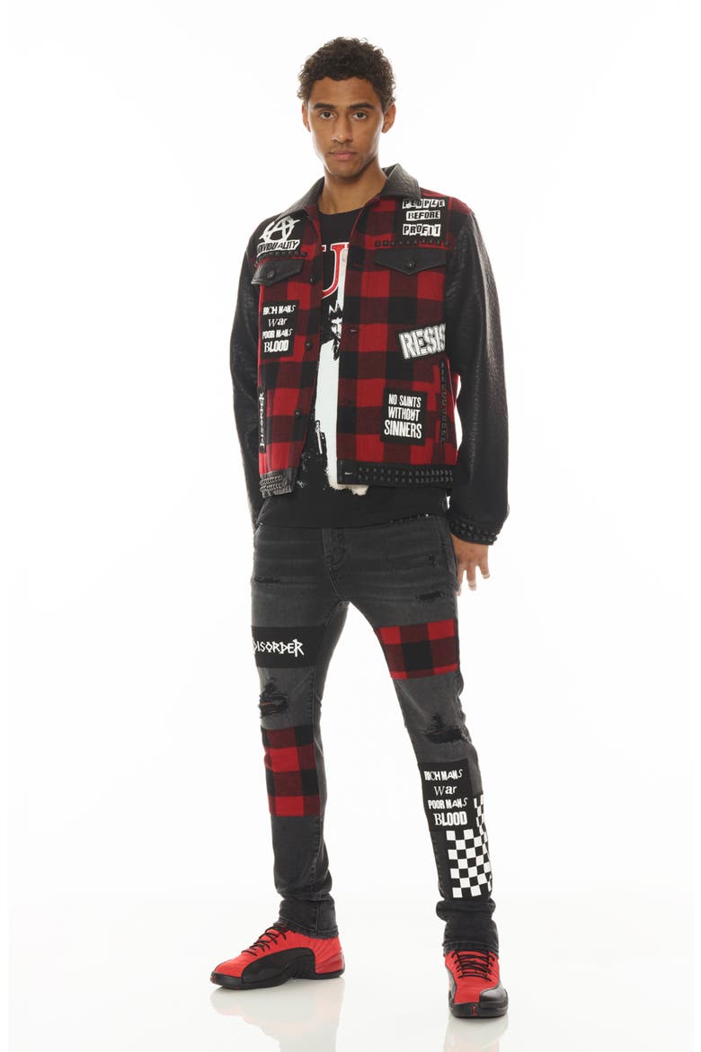 Punk Rip & Repair Super Skinny Jeans, Alternate, color, PLAID