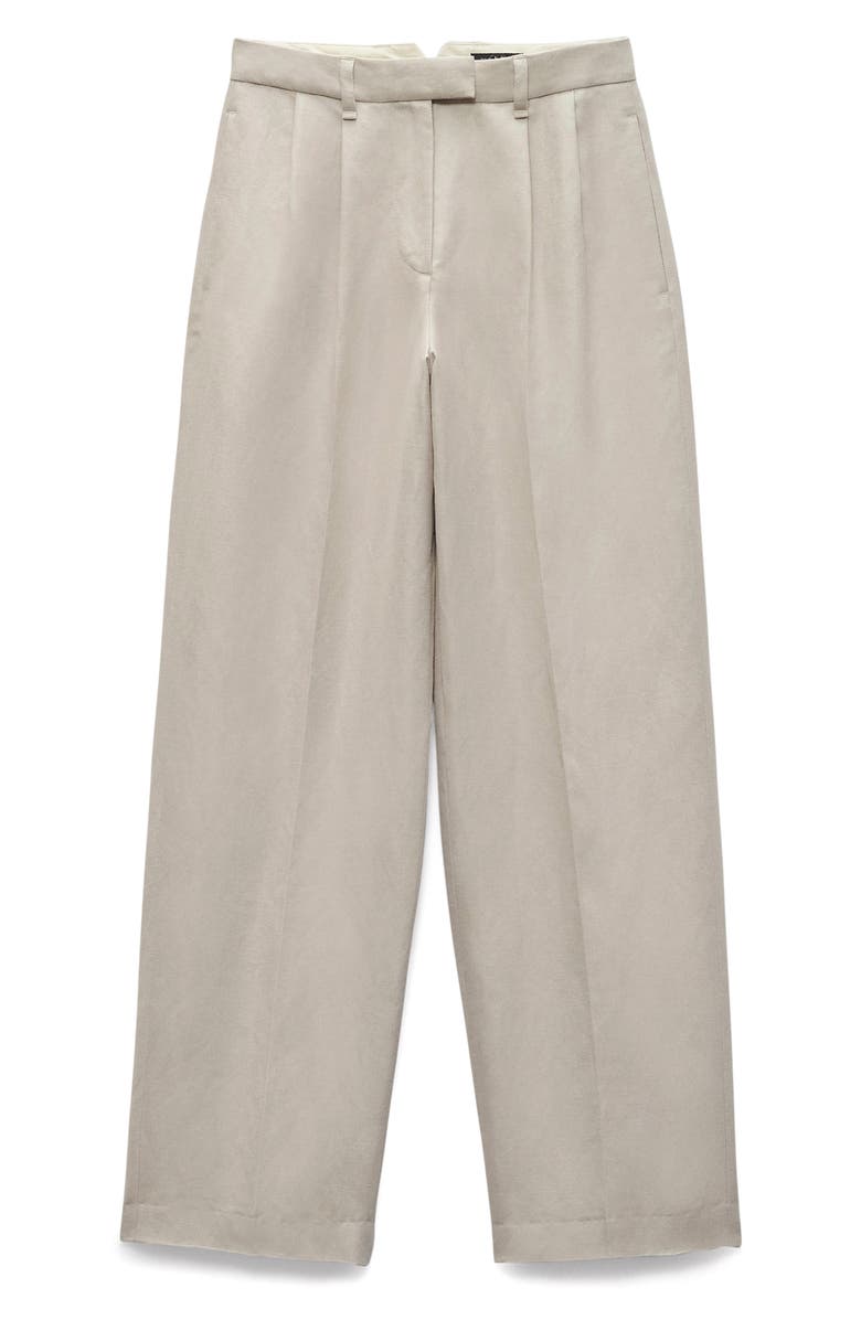 rag & bone Newman Pleated Cotton & Linen Wide Leg Pants, Alternate, color, Sand