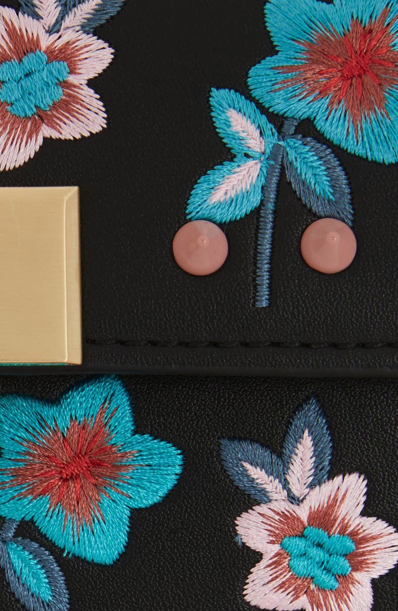 Topshop Rosie Floral Stud Faux Leather Crossbody Bag, Alternate, color,