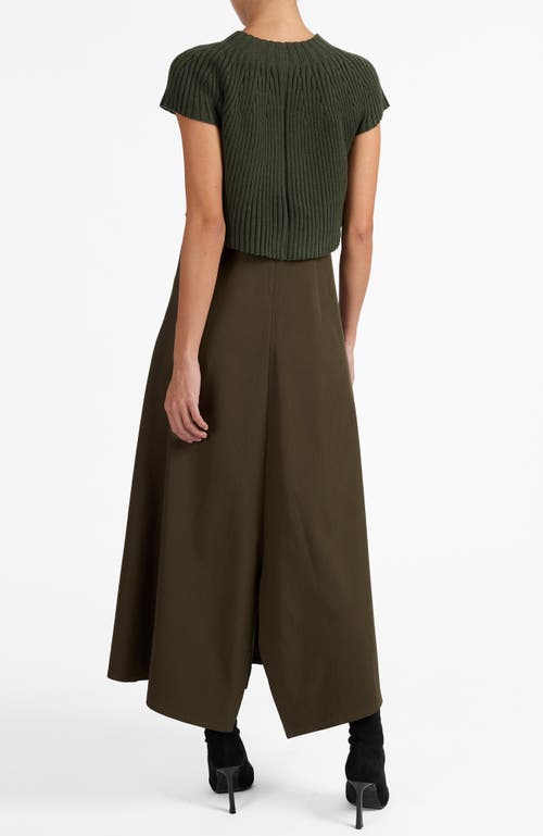 Santorelli Johanna Mix Media Cap Sleeve Midi Dress In Green