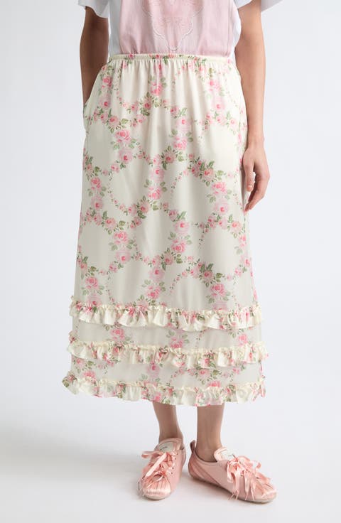 Ruffle Frill Hem Easy Skirt