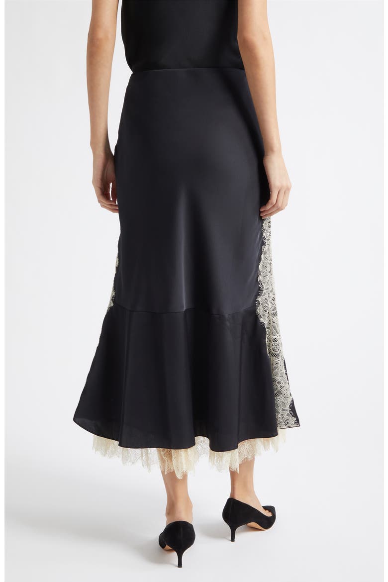 Esme Satin Liore Skirt, Alternate, color, BLACK/ GARDENIA