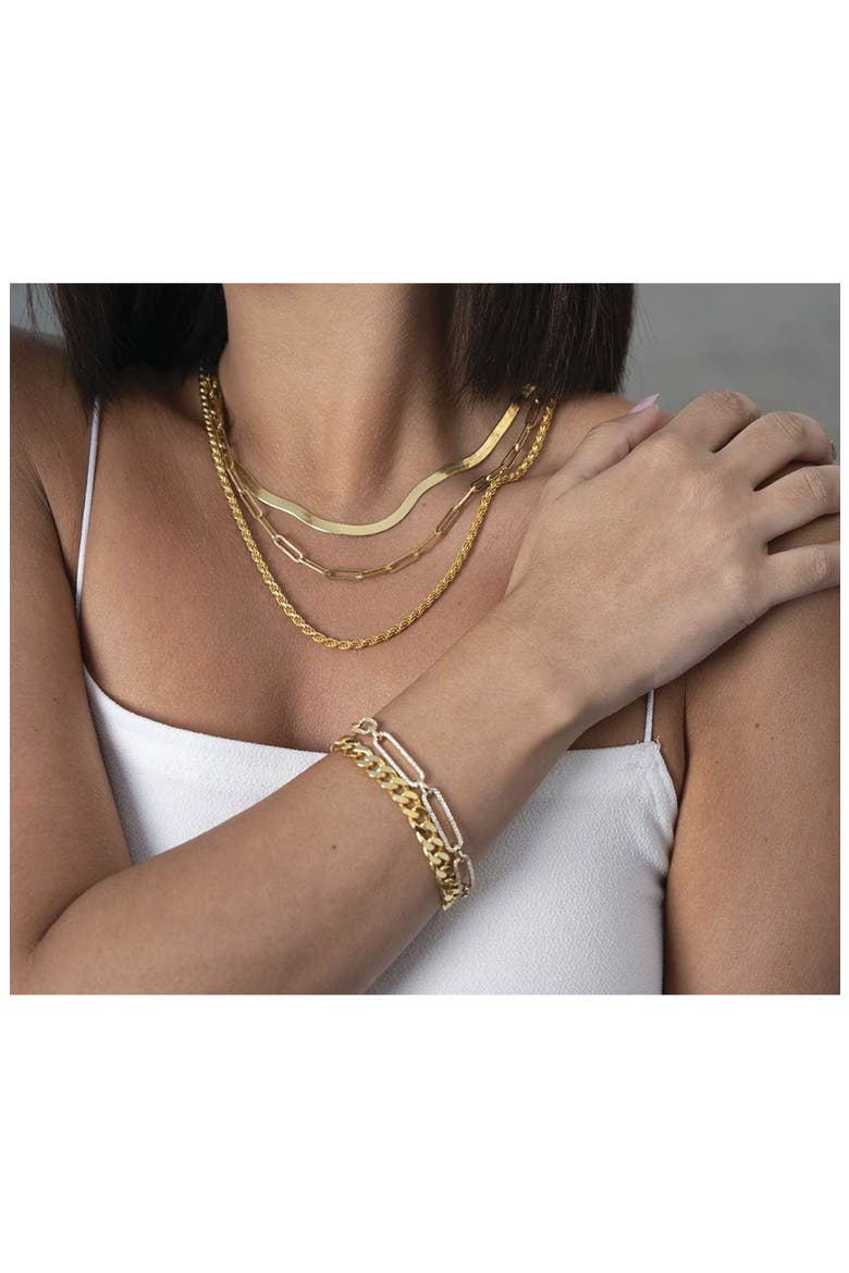 14K Yellow Gold Hollow 8mm Paper Clip Chain Necklace, Alternate, color, GOLD