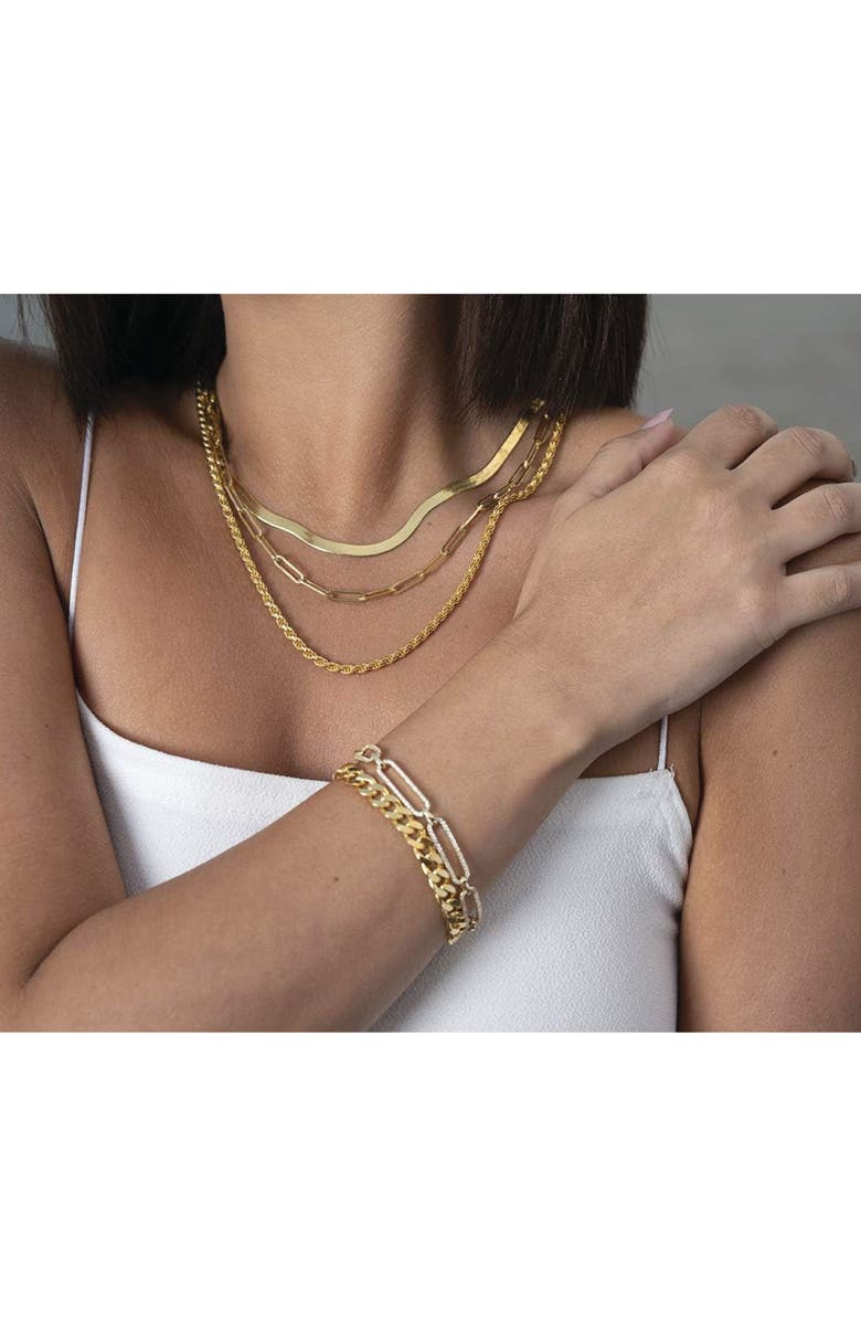 BEST SILVER 14K Yellow Gold Hollow 8mm Paper Clip Chain Necklace, Alternate, color,