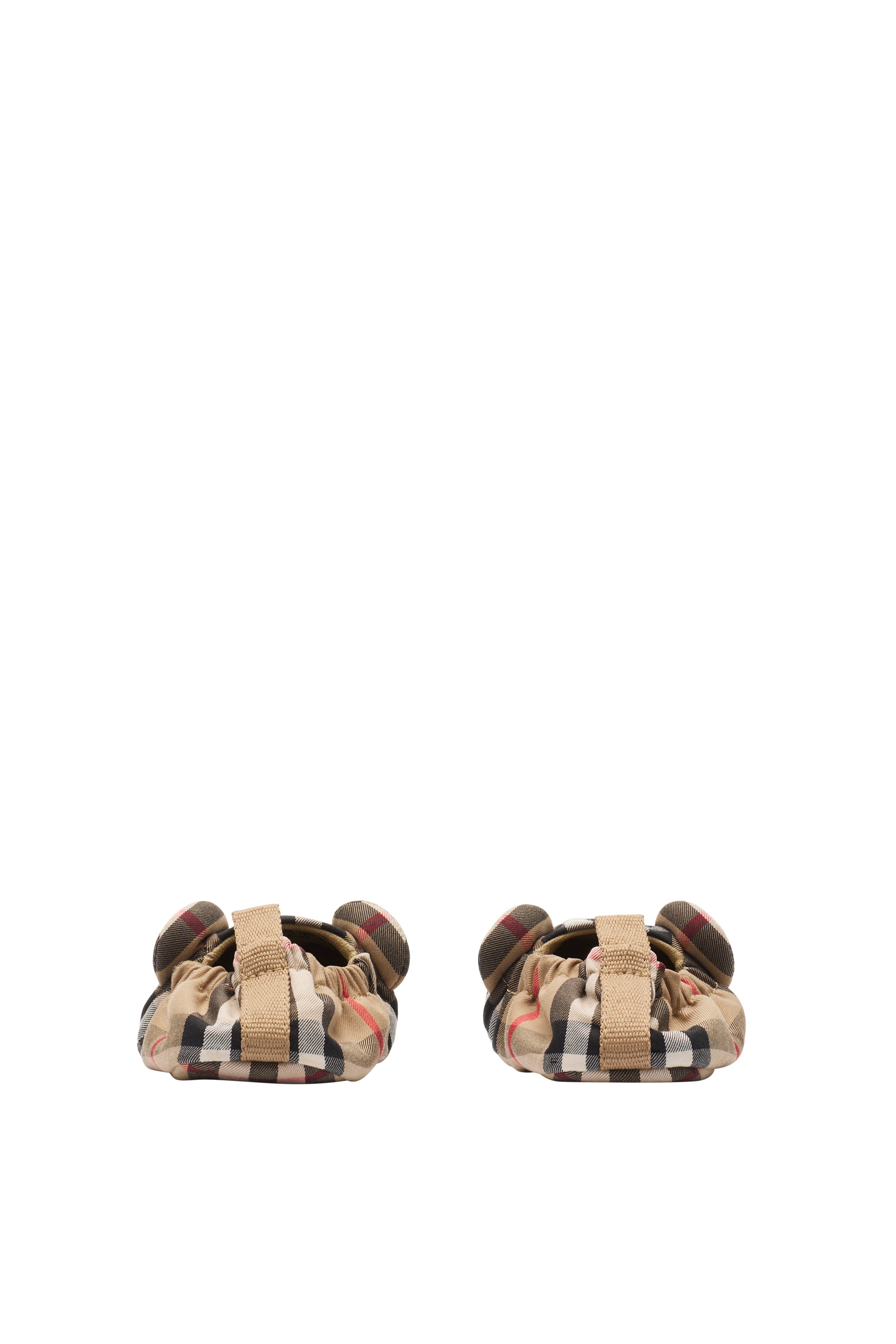 Burberry Thomas Bear Check Cotton Booties, Alternate, color, Sand Beige