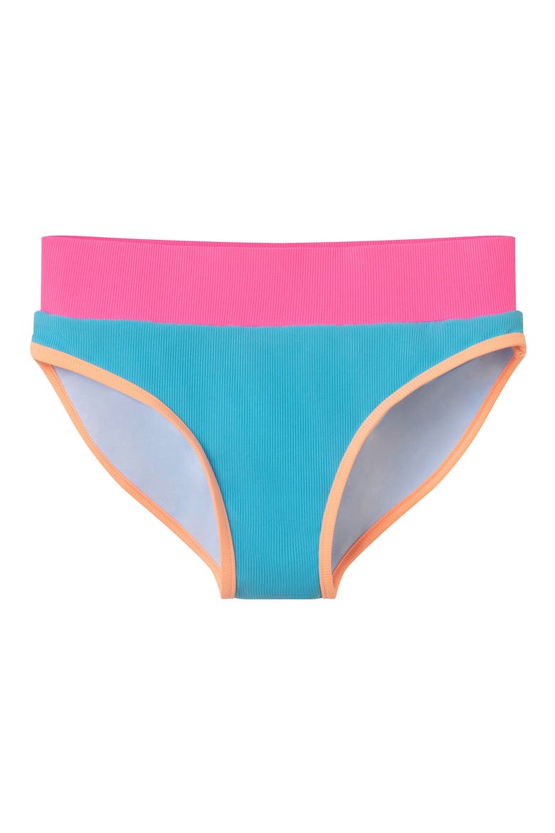 Kids' Rib Colorblock Two-Piece Swimsuit, Alternate, color, BLUE CLRBL
