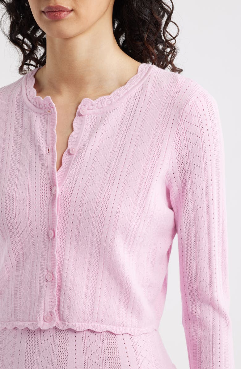 LoveShackFancy Nadiya Pointelle Cardigan, Alternate, color, Candy Floss Pink