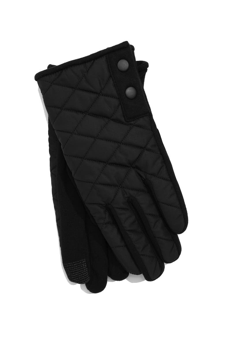 Layered Top Quilted Glove, Alternate, color, Black