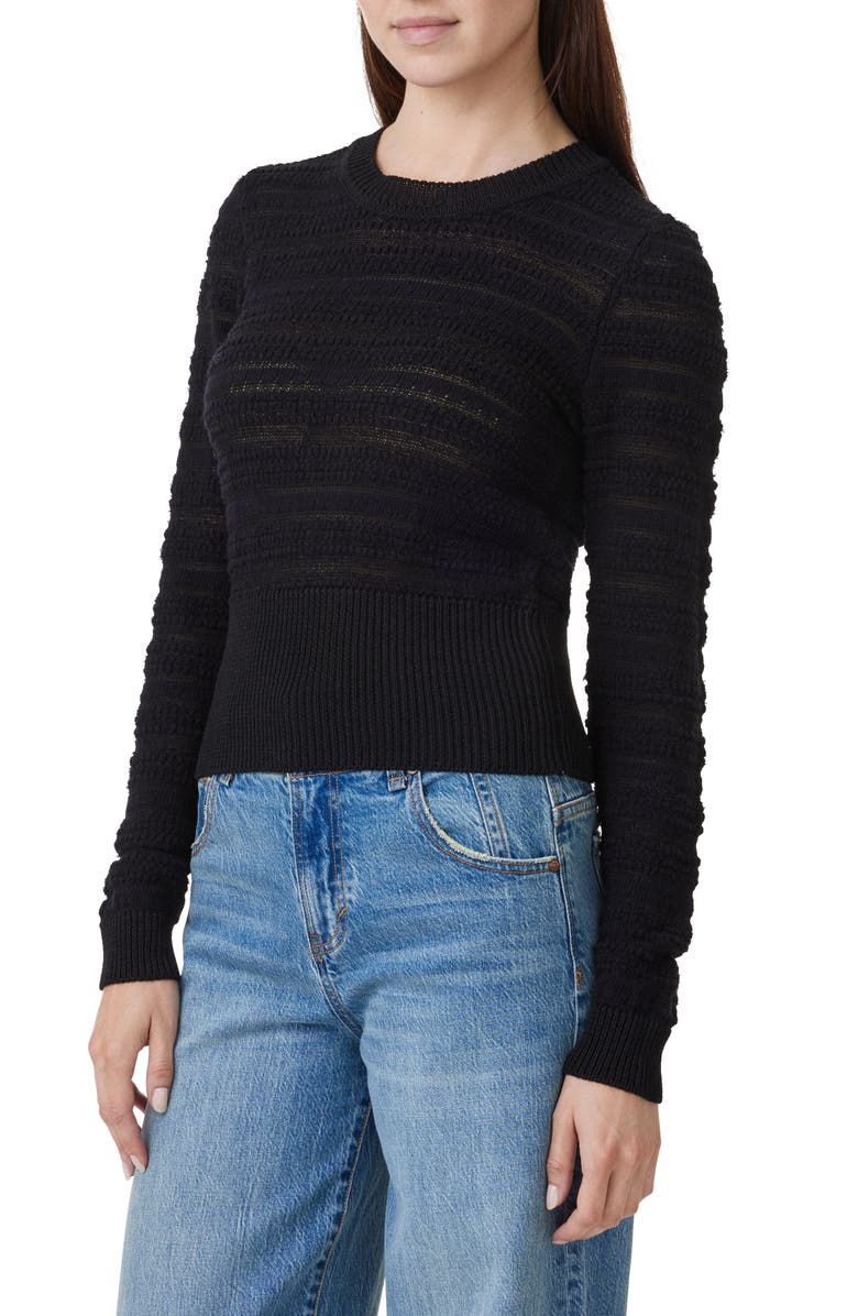 Habitual Textured Crewneck Cotton Sweater, Alternate, color, Black