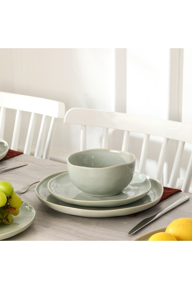 Mirella Stoneware 12-Piece Dinnerware Set, Alternate, color, Light Green