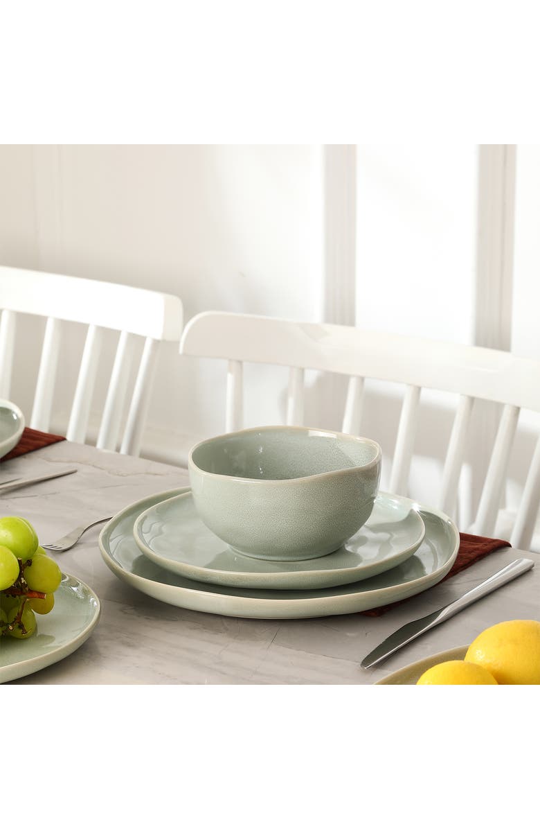 Stone Lain Mirella Stoneware 12-Piece Dinnerware Set, Alternate, color, Light Green