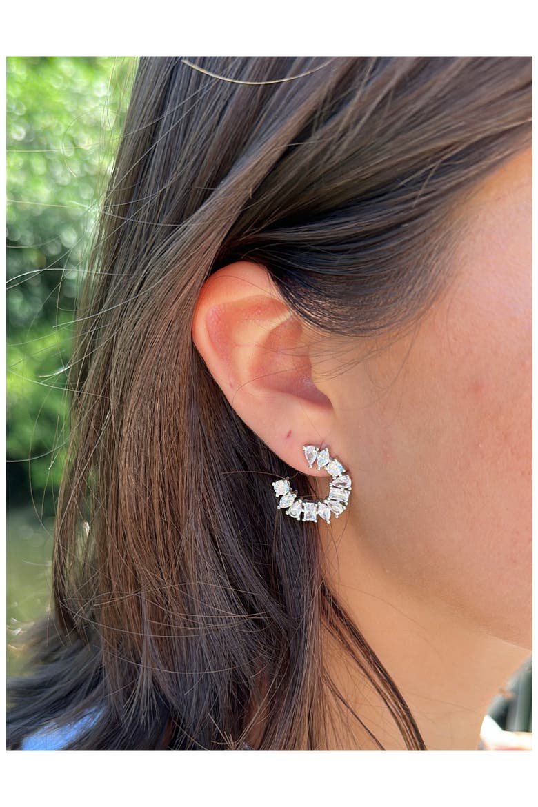 Cubic Zirconia Stud Earrings, Alternate, color, SILVER