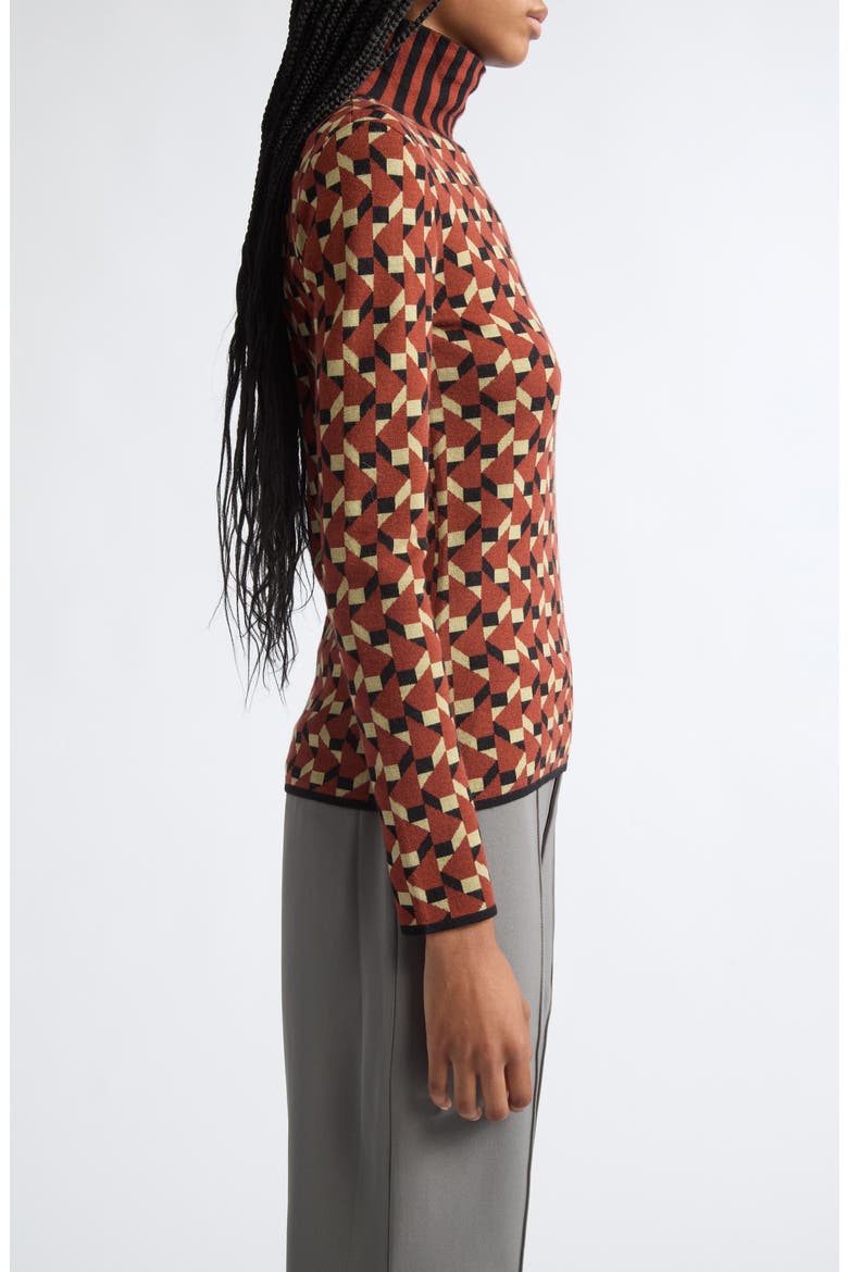 Merino Wool Jacquard Sweater, Alternate, color, BROWN