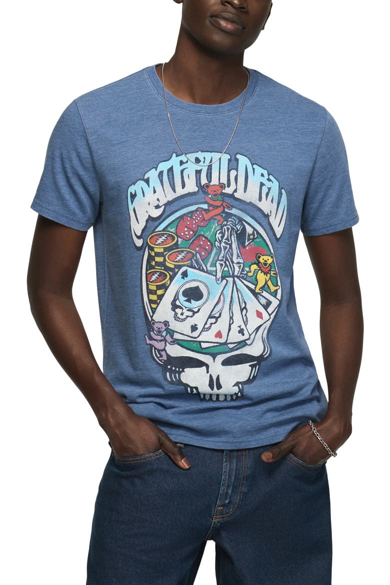 Grateful Dead Poker Graphic T-Shirt, Main, color, TRUE NAVY