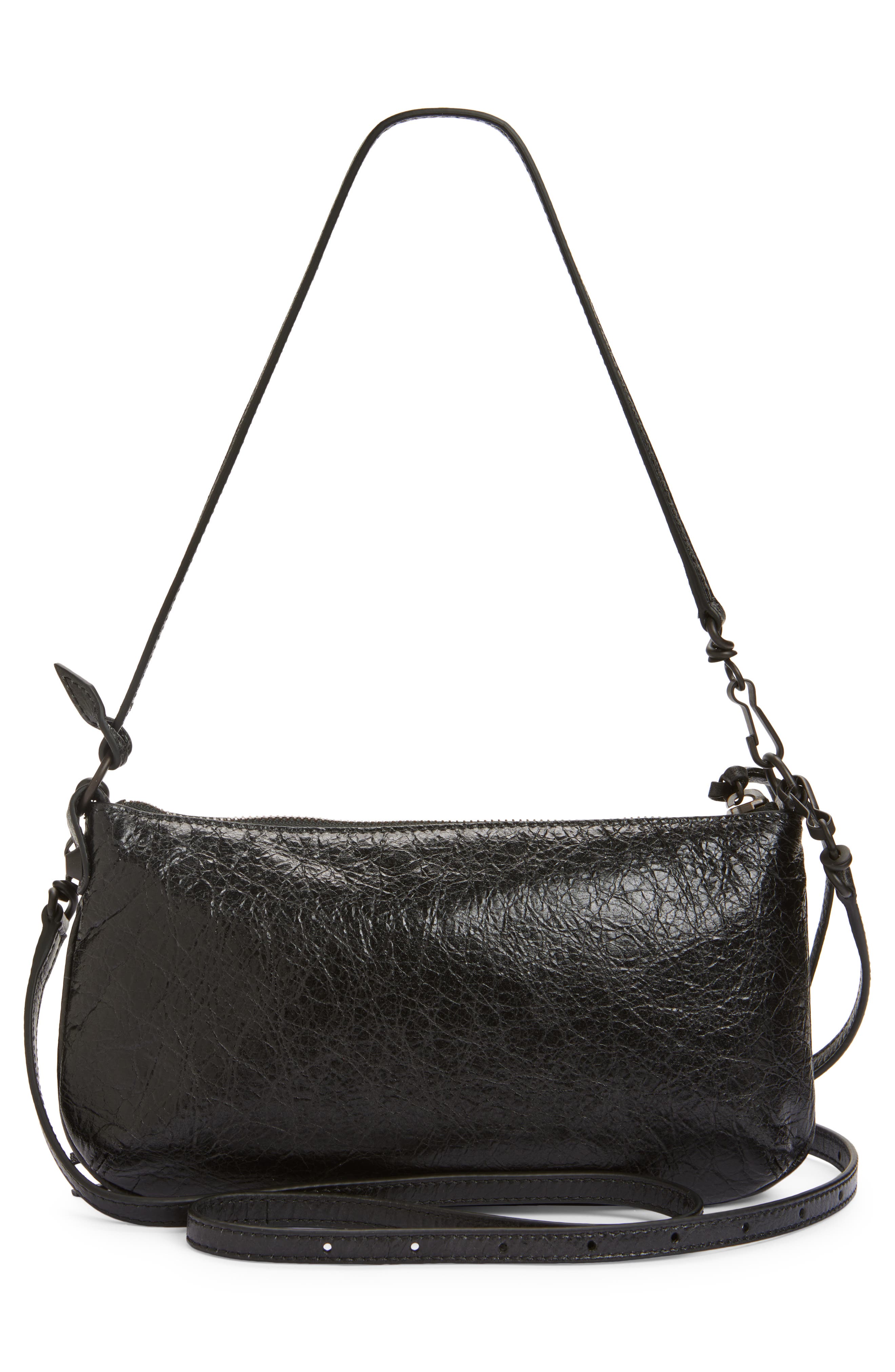 Balenciaga Le City Leather Pouch on a Strap, Alternate, color, Black