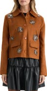 NVLT Beaded Floral Faux Suede Jacket