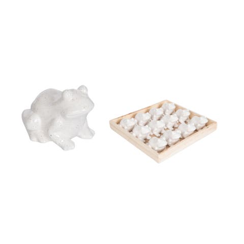 Mini Ceramic Frogs in Wood Box Set of 12 Charming Home Decorations for Spring Decorative Objects