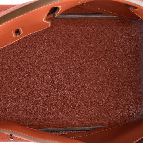 Pre-owned Hermes Hermes Birkin Handbag Orange Clemence With Palladium Hardware 35 In Red