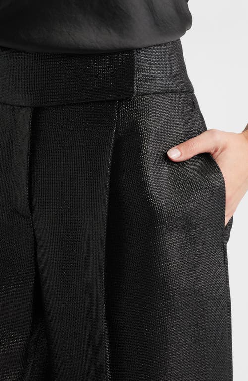 Hugo Boss Boss Tacres Metallic Ankle Wide Leg Pants In Black