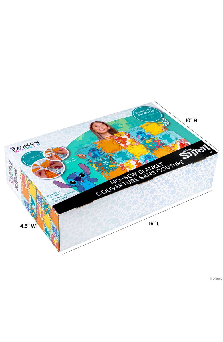 Fashion Angels Disney Stitch Nosew Blanket Kit Make 48" Throw, Kids 6+ Craft, Alternate, color, Multicolored