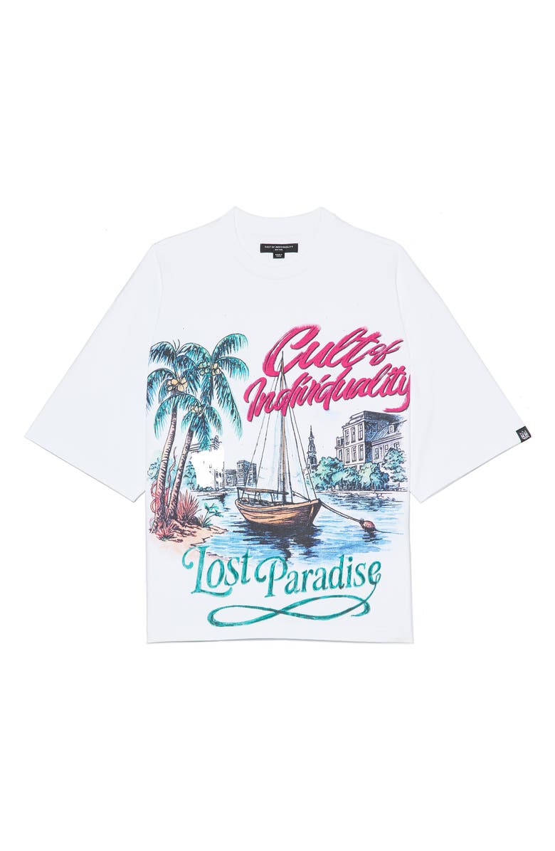 Cult of Individuality Lost Paradise Oversize Graphic T-Shirt, Alternate, color, White