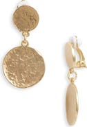 Karine Sultan Hammered Drop Clip-On Earrings